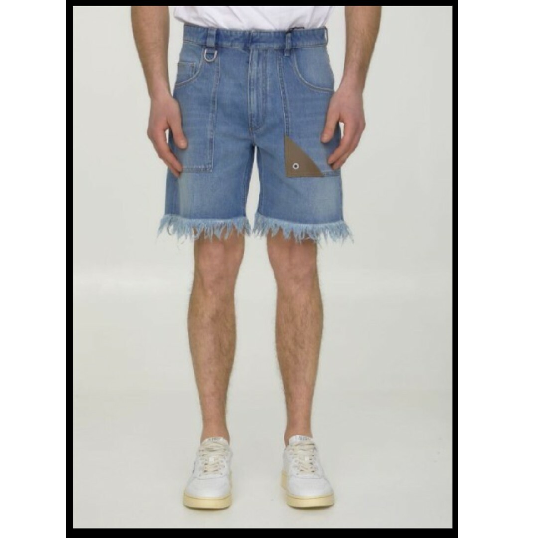 FENDI - 新品 定価15万位 Fendi 23SS フリンジ デニム ショーツ FENDI - 新品 定価15万位 Fendi 23SS フリンジ デニム ショーツ