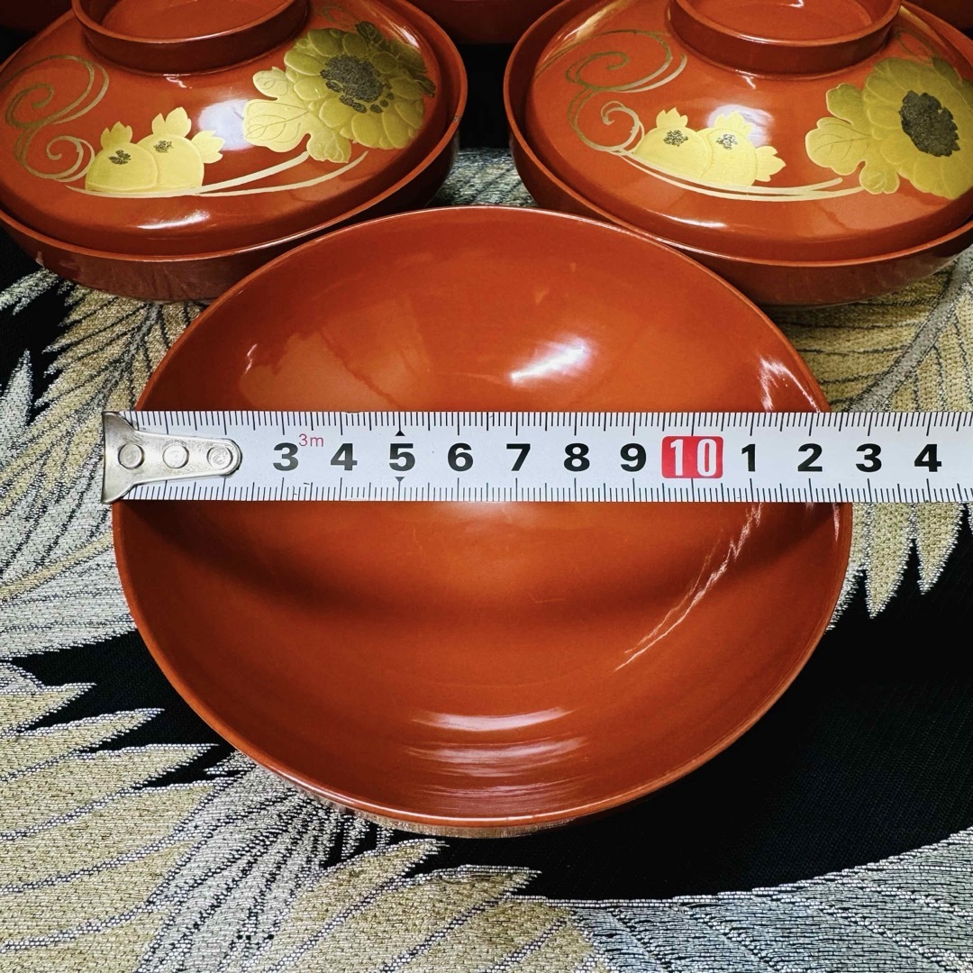 漆器 輪島塗 沈金 金蒔絵 木製 蓋付椀 お煮物椀 吸物椀 9客 漆器 輪島塗 沈金 金蒔絵 木製 蓋付椀 お煮物椀 吸物椀 9客
