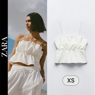 ZARA ザラ パフストレッチ トップス XS 見返す ZARA ザラ パフストレッチ トップス XS 見返す