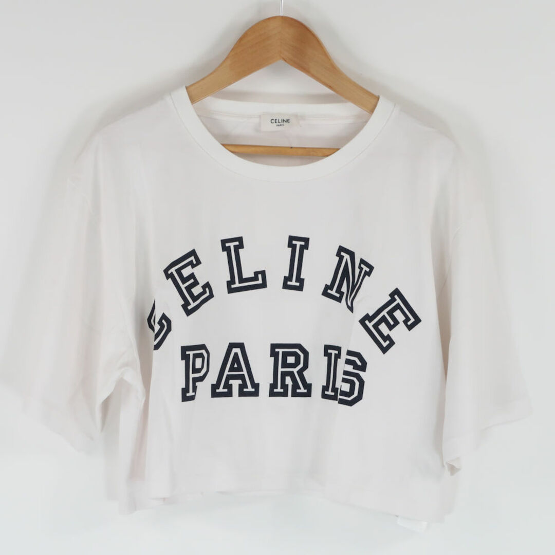 CELINE クロップド丈 ホワイト Tシャツ 美品 セリーヌ CELINE クロップド丈ロゴTシャツ