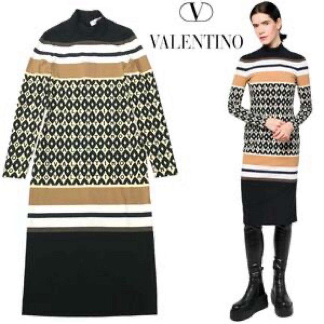 未使用 VALENTINO ヴァレンティノ ロゴ バイカラー ロング 未使用 VALENTINO ヴァレンティノ ロゴ バイカラー ロング