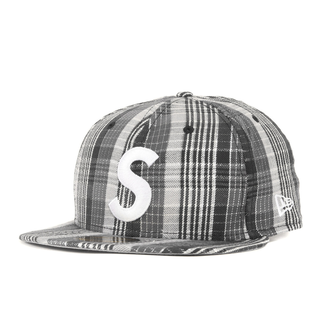 新品 Supreme シュプリーム キャップ サイズ:7 3/4(61.5cm) 23SS NEW ERA メタリックチェック Sロゴ ベースボールキャップ Metallic Plaid S Logo New Era ブラック グレー 帽子【メンズ】