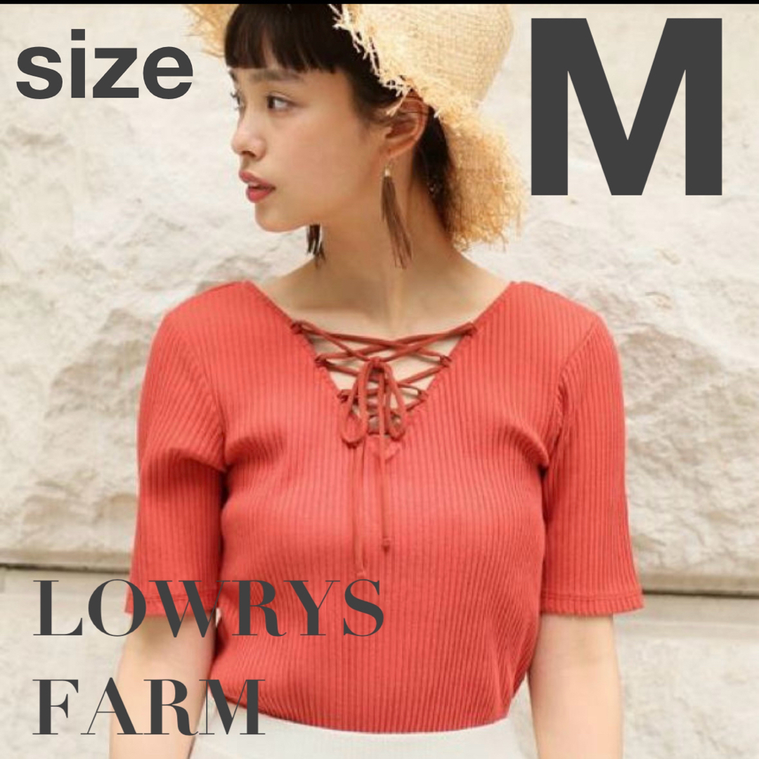 LOWRYS FARM - LOWRYS FARM ローリーズファーム レースアップリブトップス 朱色