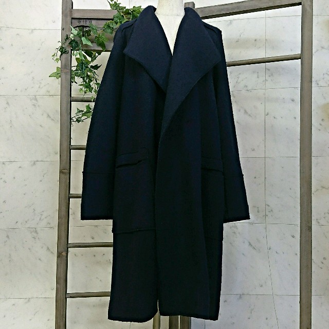 ZARA(ザラ)の極美品 ザラ ZARA ロングトレンチガウンコート ネイビー XL 大きいサイズ レディースのジャケット/アウター(ロングコート)の商品写真