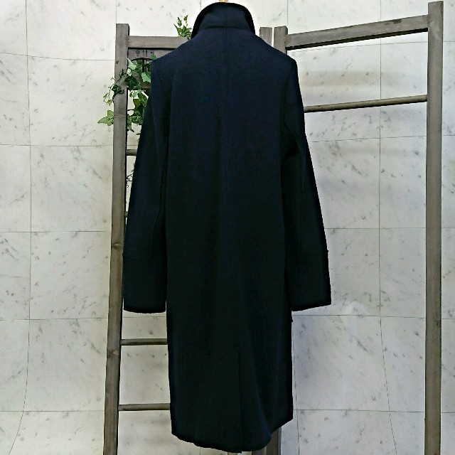 ZARA(ザラ)の極美品 ザラ ZARA ロングトレンチガウンコート ネイビー XL 大きいサイズ レディースのジャケット/アウター(ロングコート)の商品写真