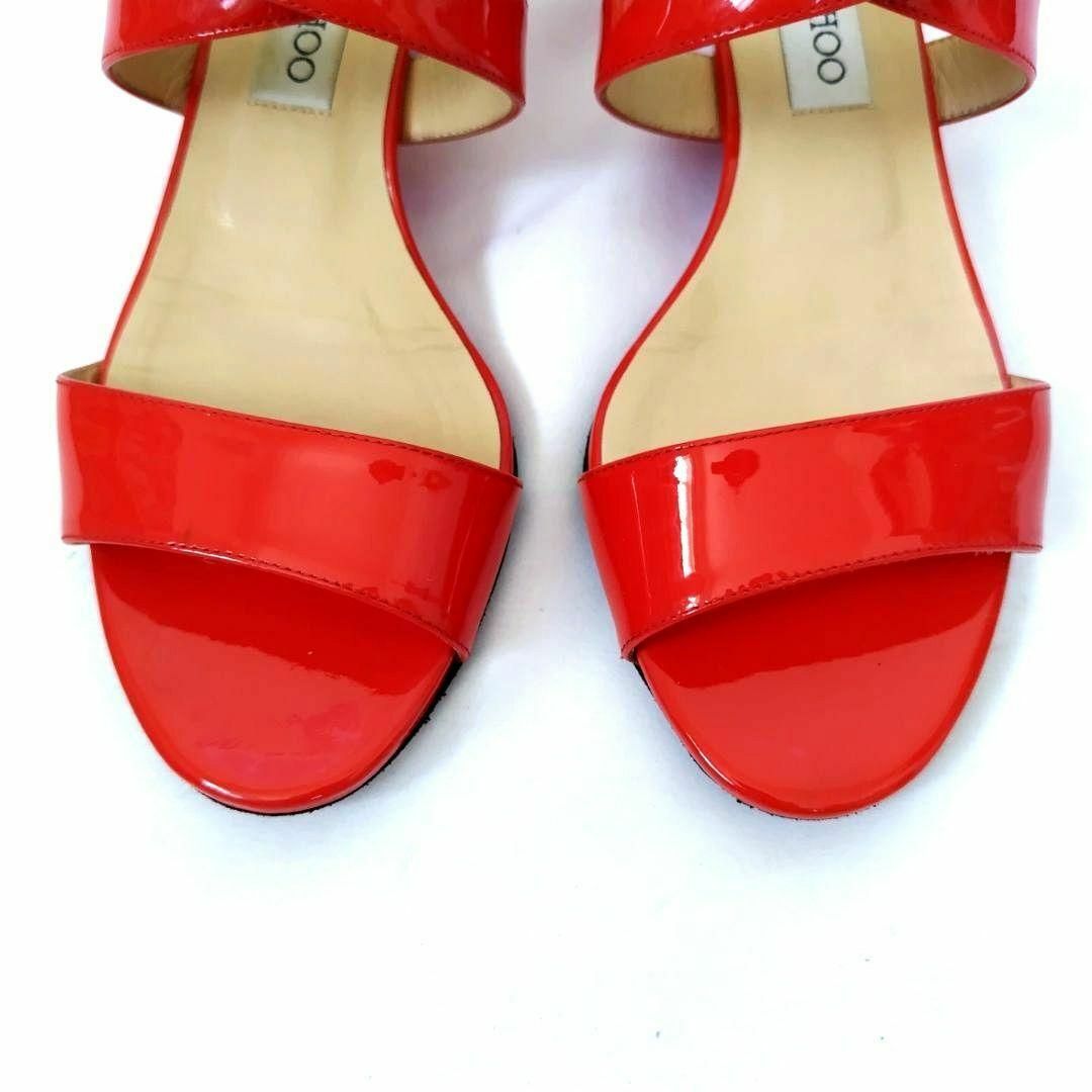 希少サイズ】JIMMY CHOO ジミーチュウ 美品エナメルサンダル 黒 希少サイズ】JIMMY CHOO ジミーチュウ 美品エナメルサンダル 黒