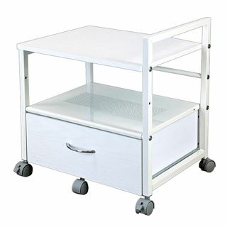 PJC-7002-WH 引出し付き プリンター台 プリンターワゴン プリンターラ(オフィス用品一般)