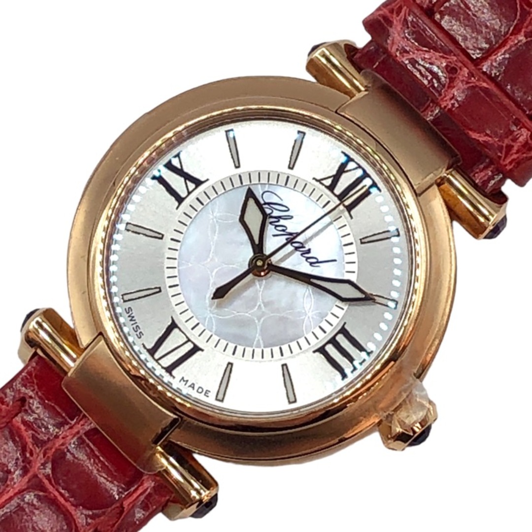 Chopard - 　ショパール Chopard インペリアーレ 384319-5005 ホワイトシェル文字盤 K18PG/レザーストラップ 自動巻き レディース 腕時計