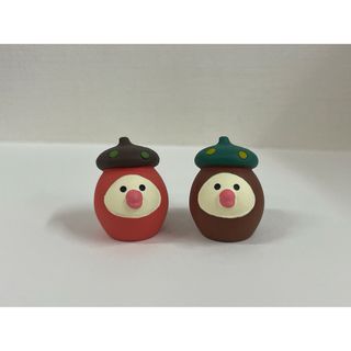 新品☆コンコンブル　どんぐり文鳥2点セット(置物)