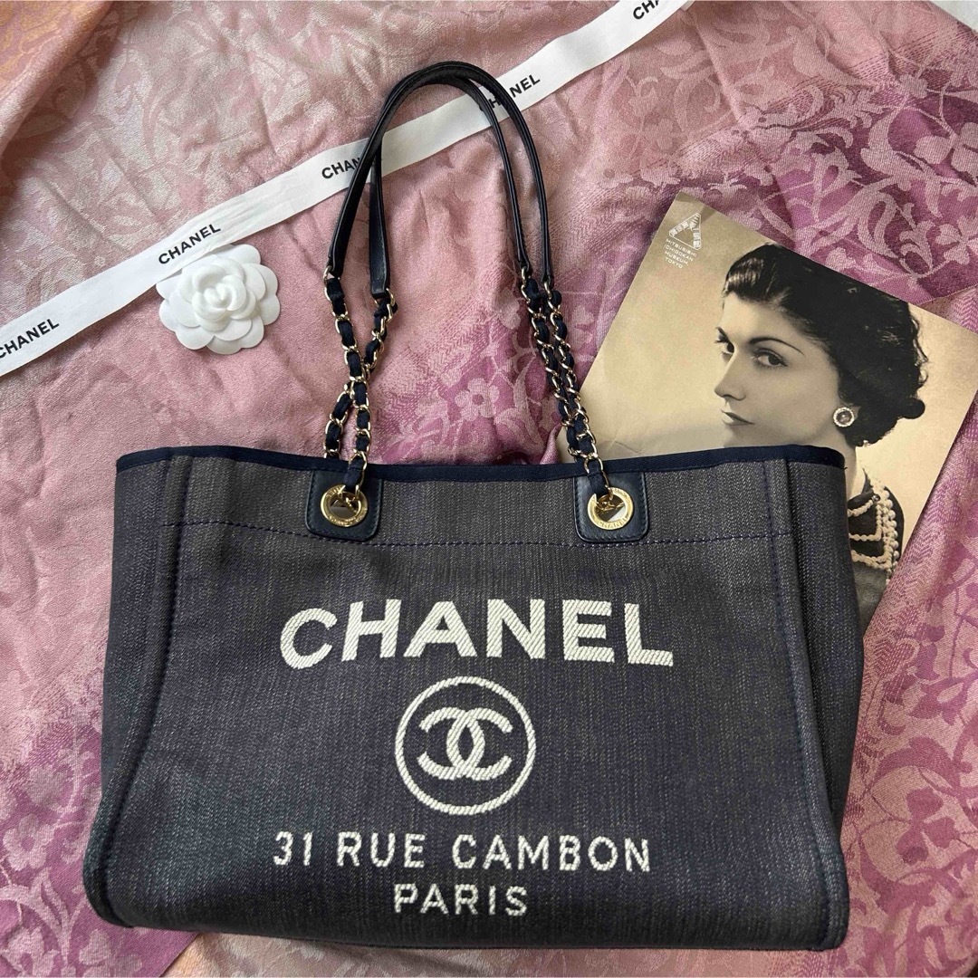 CHANEL - CHANEL シャネル ドーヴィル トートバッグ デニム CHANEL - CHANEL シャネル ドーヴィル トートバッグ デニム