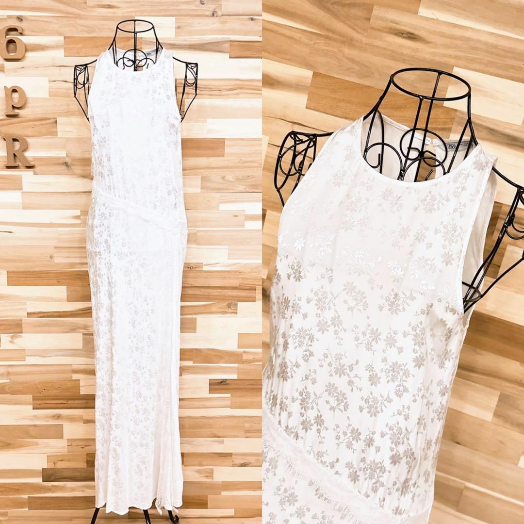 ZARA - 【ザラ】花柄レース ジャガード ノースリーブ ロング ZARA - 【ザラ】花柄レース ジャガード ノースリーブ ロング