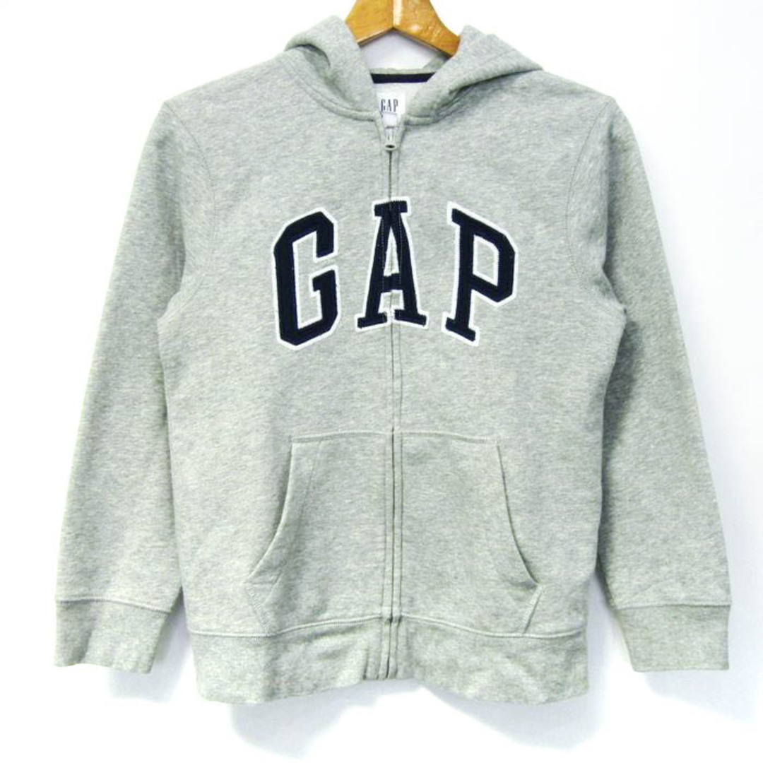 GAP - ギャップ パーカー トップス ジップアップ スウェット フロントロゴ キッズ 男の子用 140サイズ グレー GAP