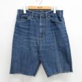 W32★古着 JCペニー ショート パンツ ショーツ メンズ 80年代 80s ヒゲ タロン 紺 ネイビー デニム 【spe】 24jul06 中古 ボトムス 短パン ショーパン ハーフ