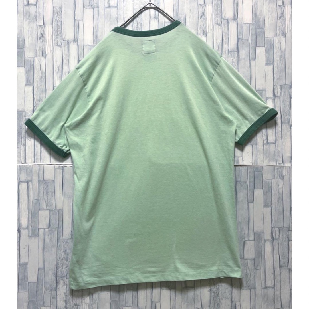 STUSSY - ステューシー グリーン 半袖 リンガーネックTシャツ STUSSY - ステューシー グリーン 半袖 リンガーネックTシャツ