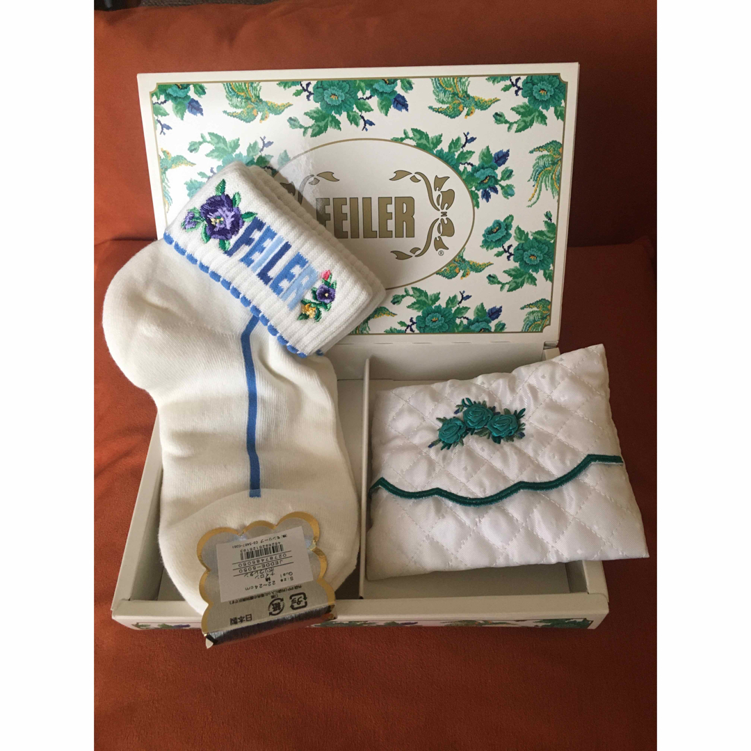 FEILER(フェイラー)のFEILERフェイラーソックス🧦&ティッシュケ-ス★新品 レディースのレッグウェア(ソックス)の商品写真