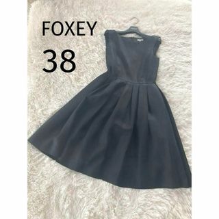 フォクシー(FOXEY)のフォクシー　リネンワンピース　Aライン　３８　Mサイズ　フレア(ひざ丈ワンピース)