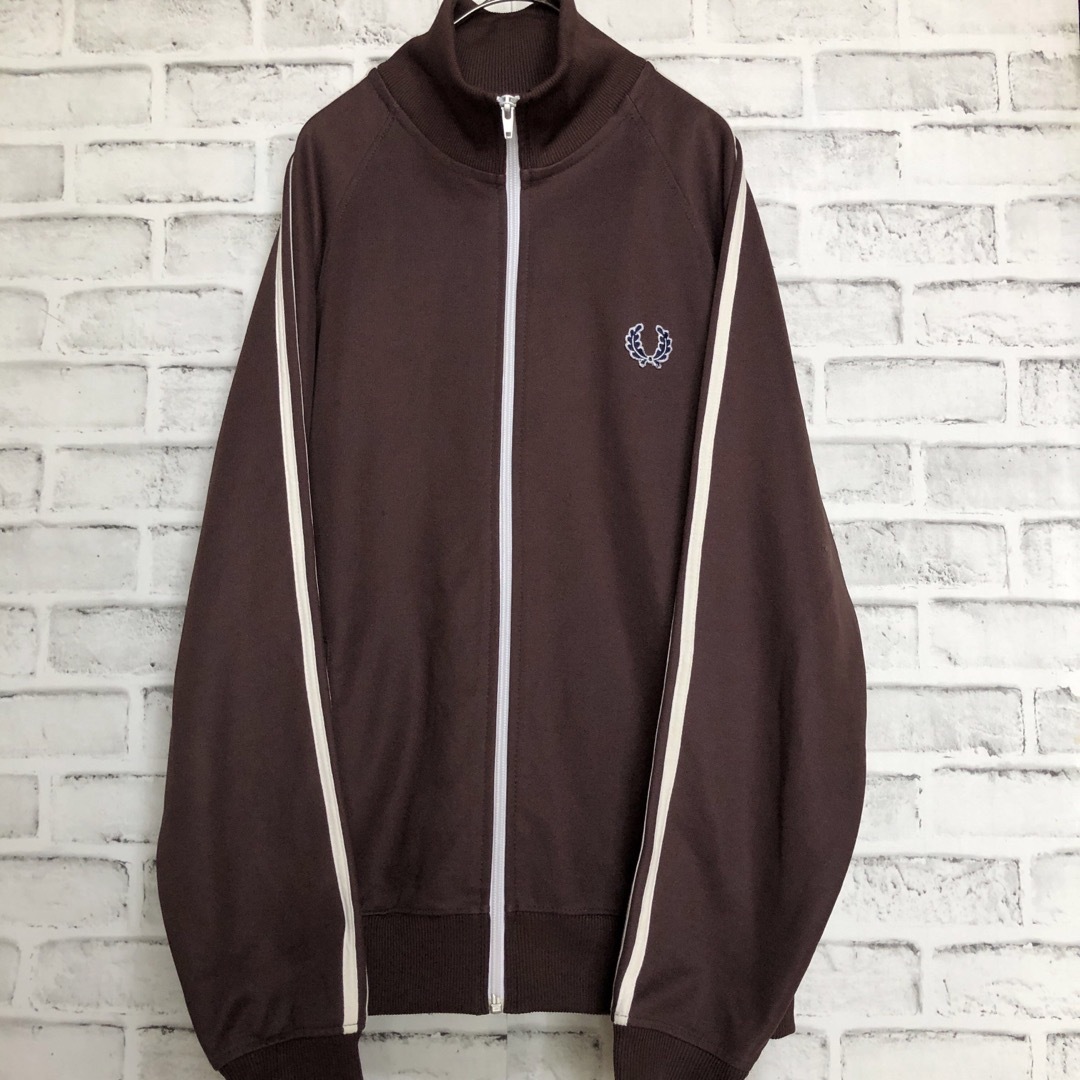 Fred Perry⭐️90s トラックジャケット S 刺繍月桂樹 ブラウン×白 Fred Perry⭐️90s トラックジャケット S 刺繍月桂樹 ブラウン×白