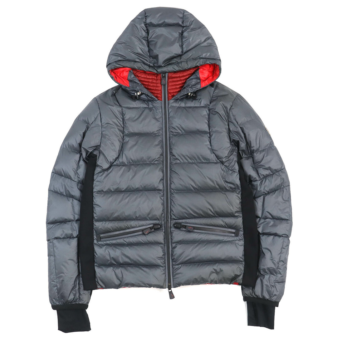 良品△MONCLER GRENOBLE  モンクレールグルノーブル 18-19AW MOUTHE ロゴワッペン・フード付き ダブルジップ ダウンジャケット グレー 3 メンズ