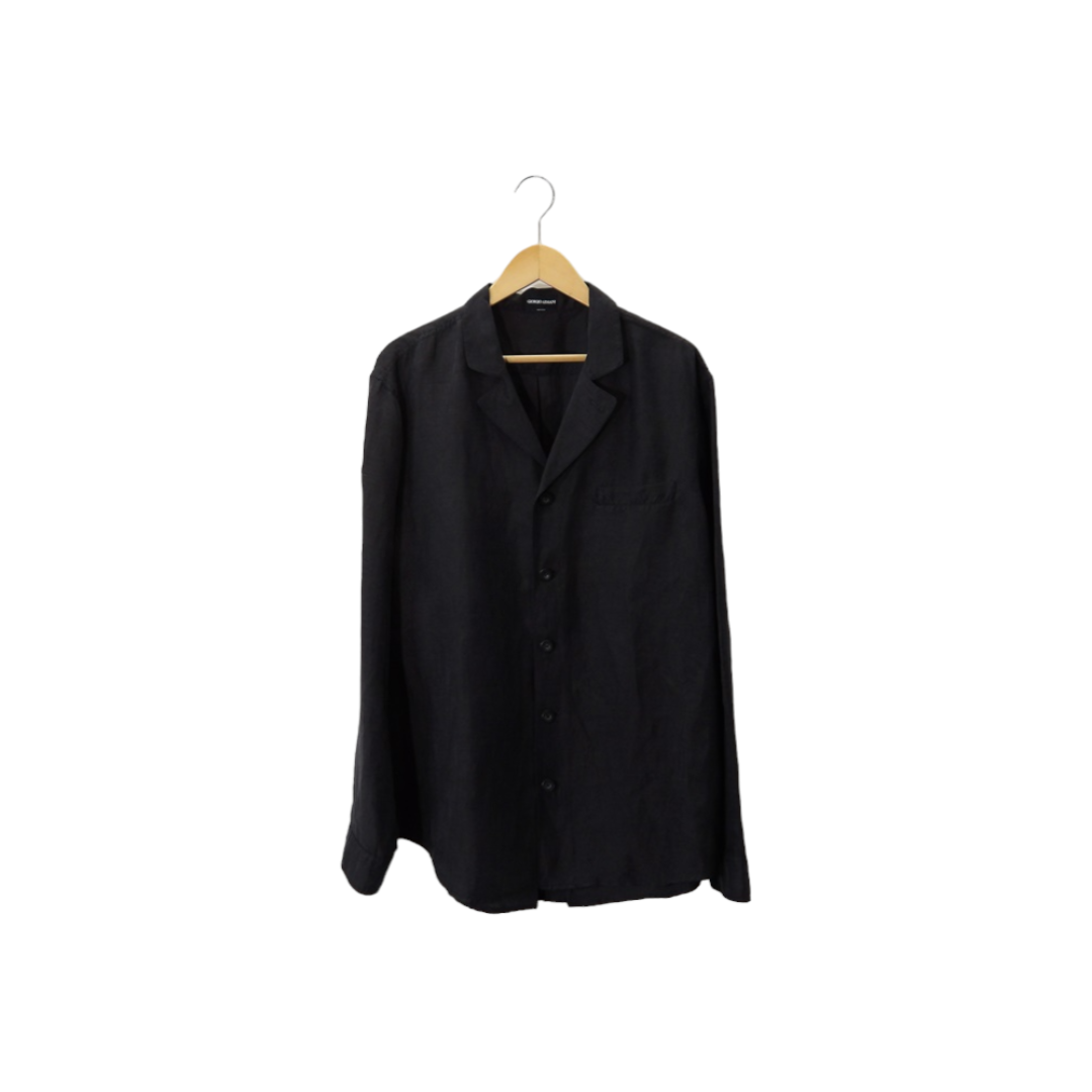 GIORGIO ARMANI LINEN SILK OPEN COLLAR SHIRT GIORGIO ARMANI LINEN SILK OPEN COLLAR SHIRT