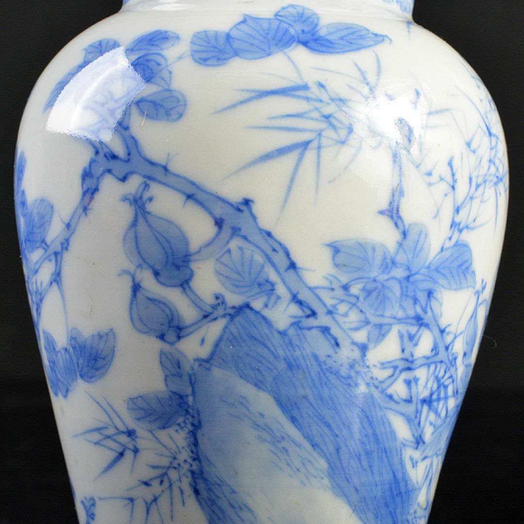 会津本郷焼 白鳳堂 富三製 草花文瓶 時代箱付 M R7400の通販 by