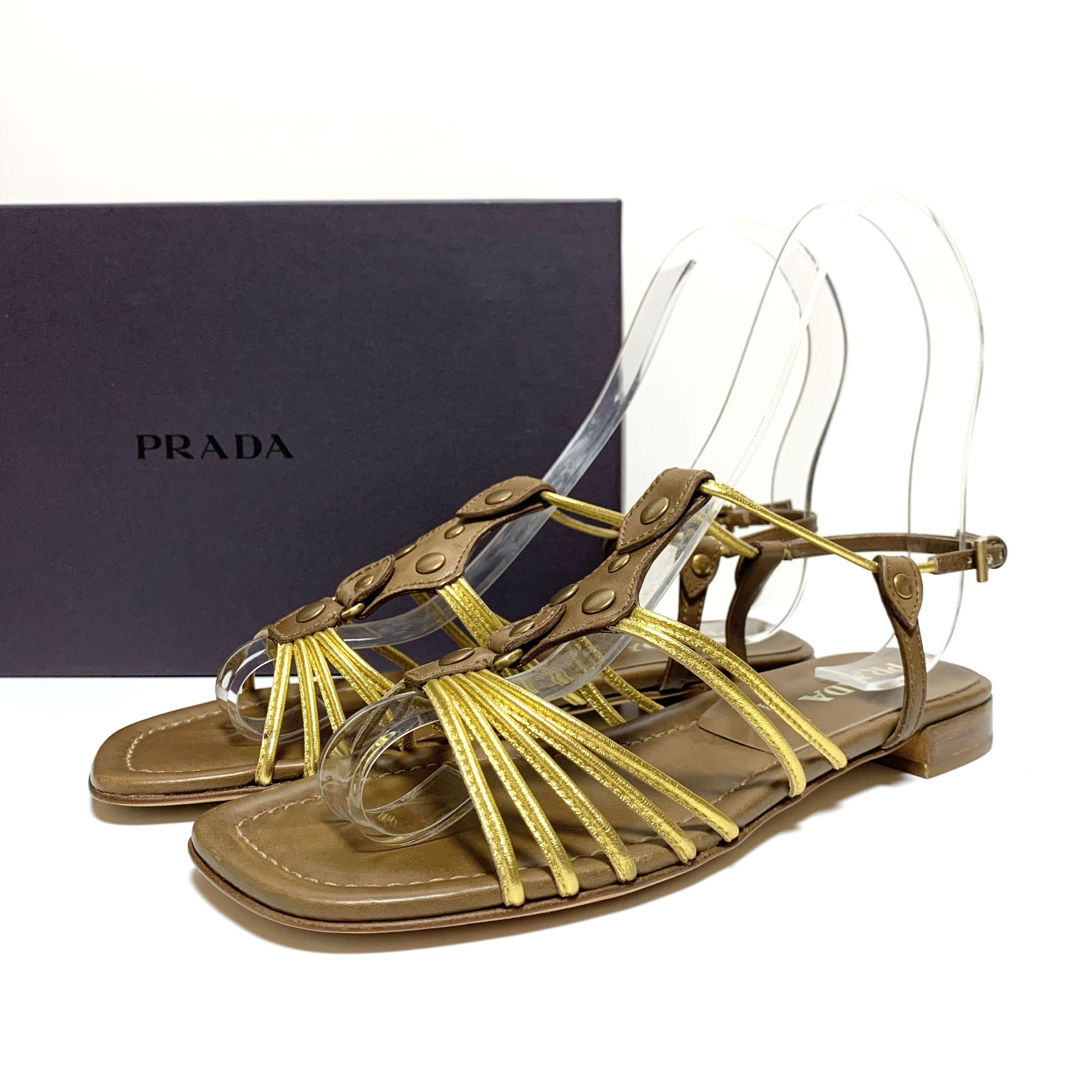 PRADA - ☆未使用 プラダ PRADA レザー ストラップ フラット PRADA - ☆未使用 プラダ PRADA レザー ストラップ フラット