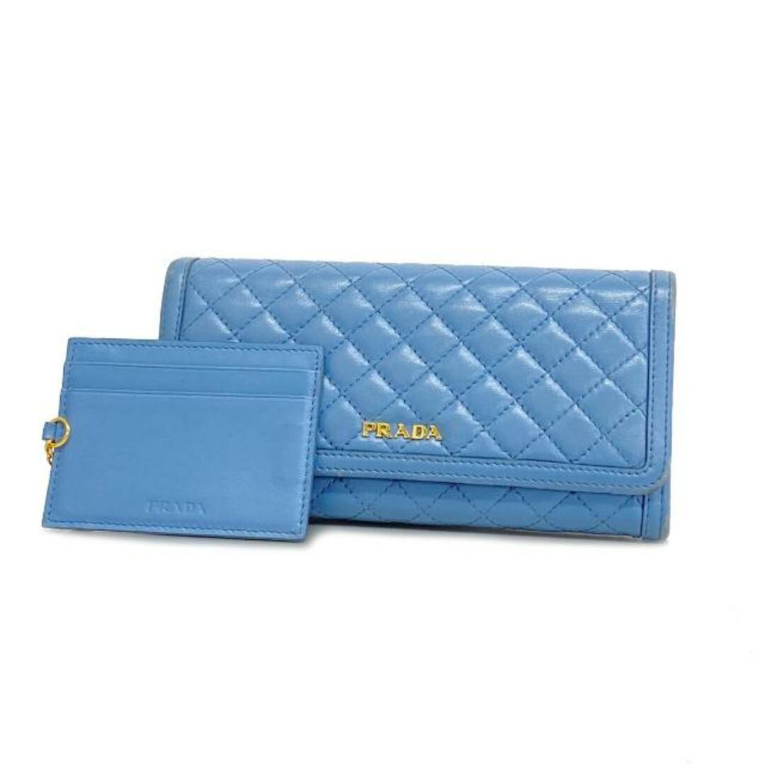 PRADA - 【4md6413】プラダ 長財布/レザー/ライトブルー/ゴールド金具 【中古】 レディース