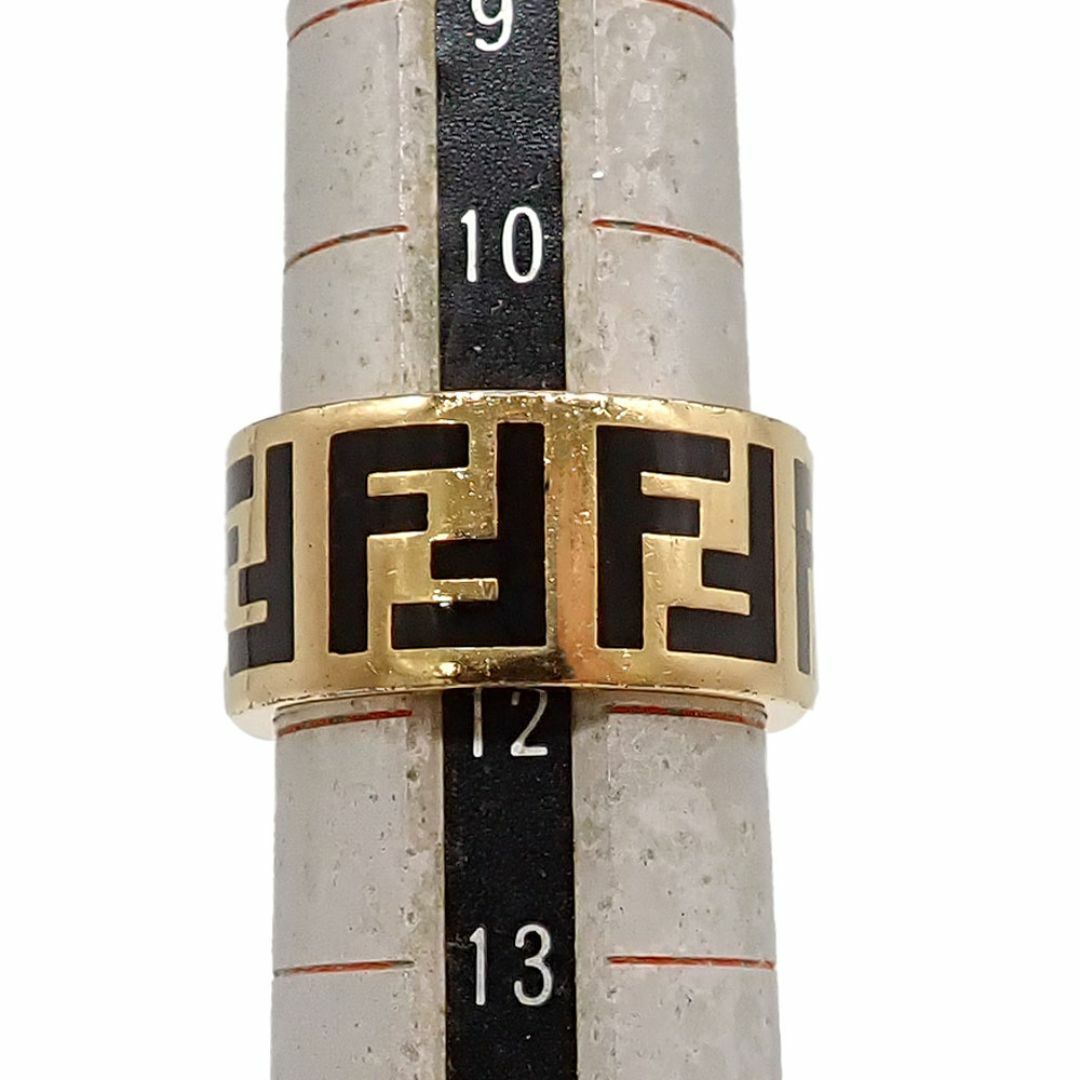 美品 フェンディ FFロゴ メタルリング 8AG945 Sサイズ 12号 美品 フェンディ FFロゴ メタルリング 8AG945 Sサイズ 12号