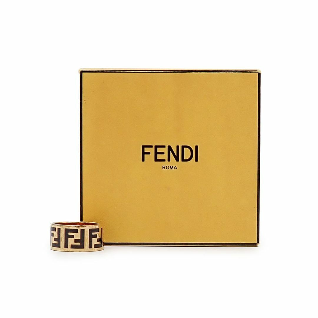 美品 フェンディ FFロゴ メタルリング 8AG945 Sサイズ 12号 美品 フェンディ FFロゴ メタルリング 8AG945 Sサイズ 12号