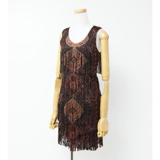 プリーツプリーズイッセイミヤケ(PLEATS PLEASE ISSEY MIYAKE)の■美品■PLEATS PLEASE ISSEY MIYAKE プリーツプリーズ イッセイミヤケ ワンピース サイズ3 フリンジ ノースリーブ エスニック ブランド古着【中古】20231013/GO5465(ミニワンピース)