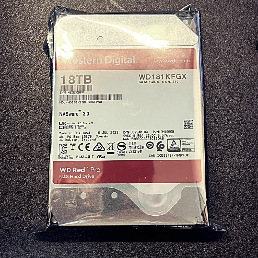 【新品・未使用】WD Red Pro NASHDD 18TB WD181KFGX