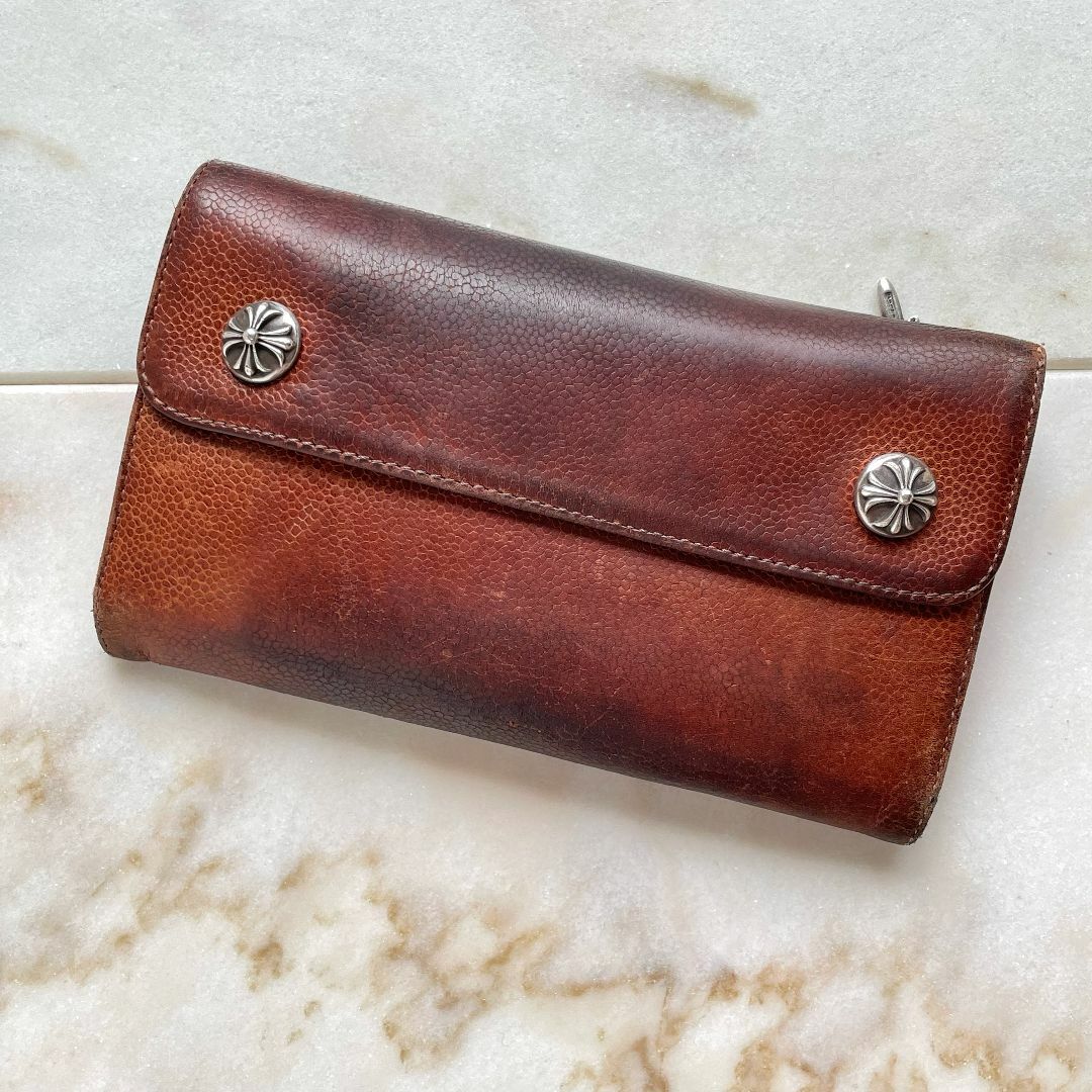 Chrome Hearts - CHROME HEARTS クロムハーツ レザー ウェーブウォレット 長財布