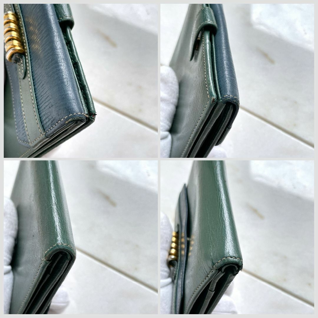 LOEWE(ロエベ)のLOEWE ロエベ ベラスケス レザー 折り財布 緑 グリーン Wホック レディースのファッション小物(財布)の商品写真