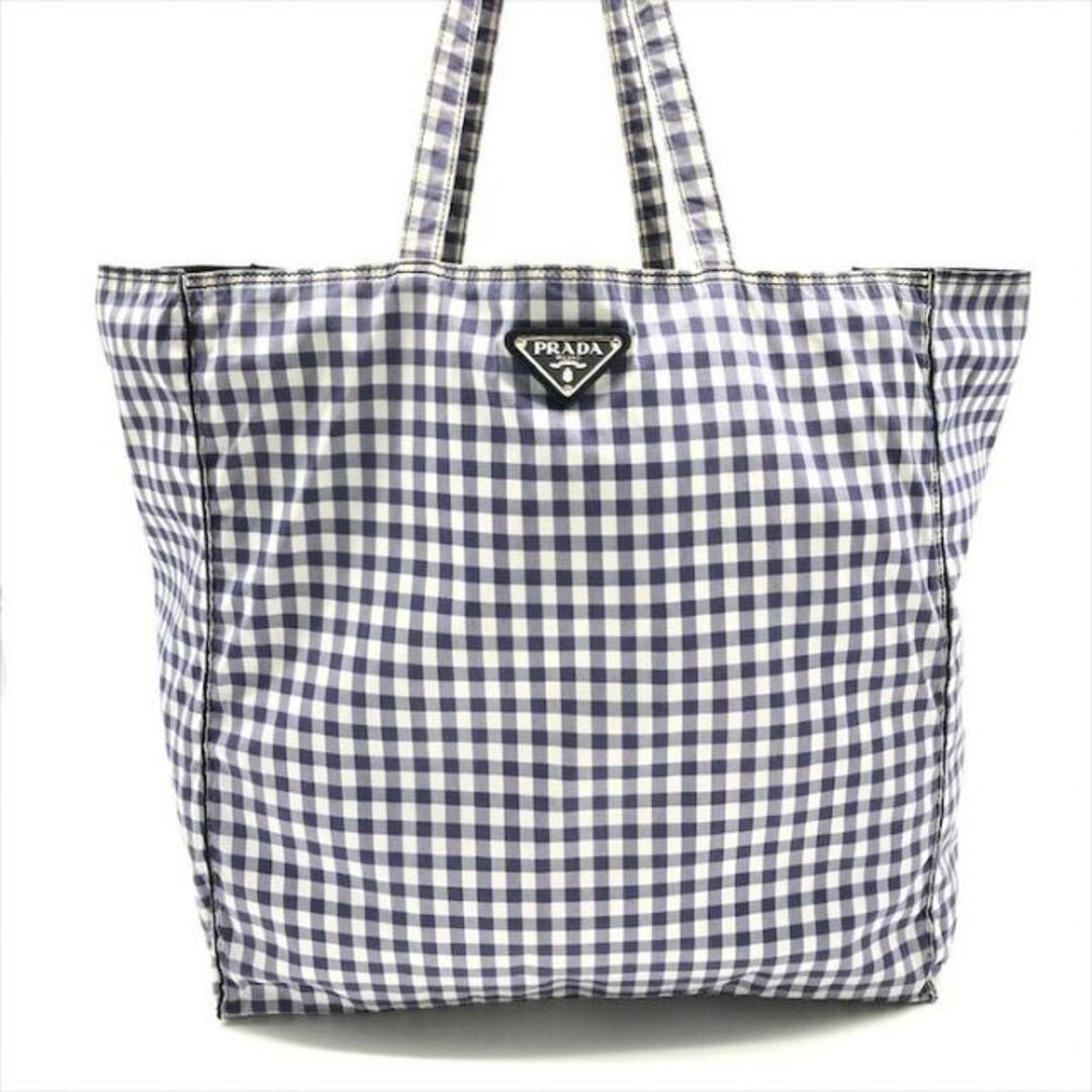 PRADA - 良品 PRADA プラダ 三角ロゴ プレート ギンガムチェック PRADA - 良品 PRADA プラダ 三角ロゴ プレート ギンガムチェック
