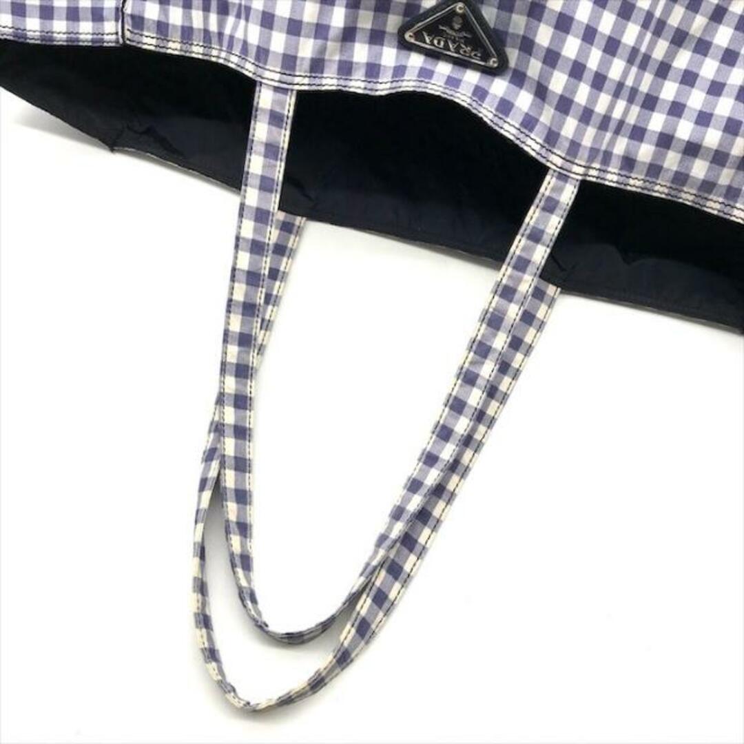 PRADA - 良品 PRADA プラダ 三角ロゴ プレート ギンガムチェック PRADA - 良品 PRADA プラダ 三角ロゴ プレート ギンガムチェック
