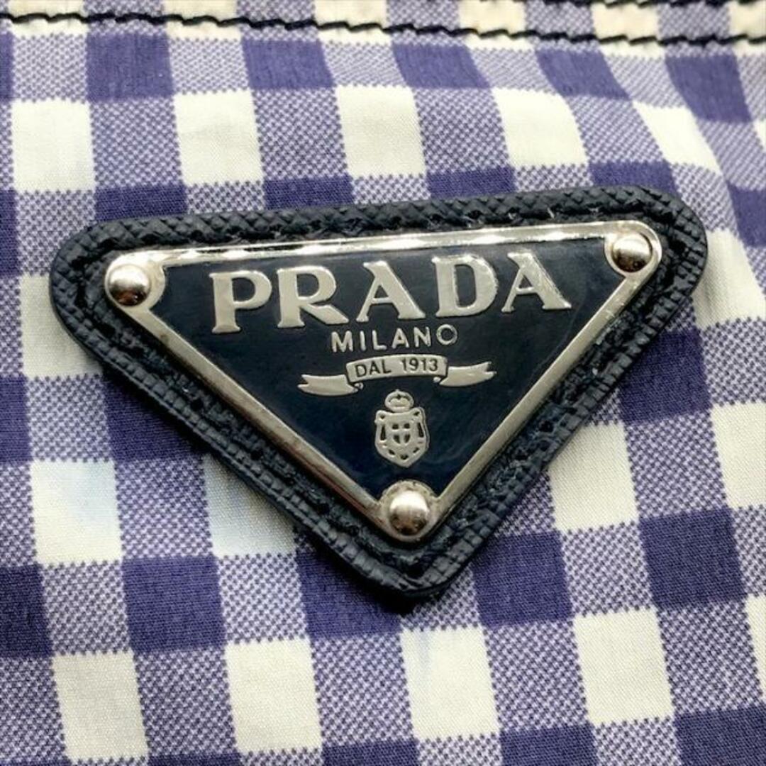 PRADA - 良品 PRADA プラダ 三角ロゴ プレート ギンガムチェック PRADA - 良品 PRADA プラダ 三角ロゴ プレート ギンガムチェック