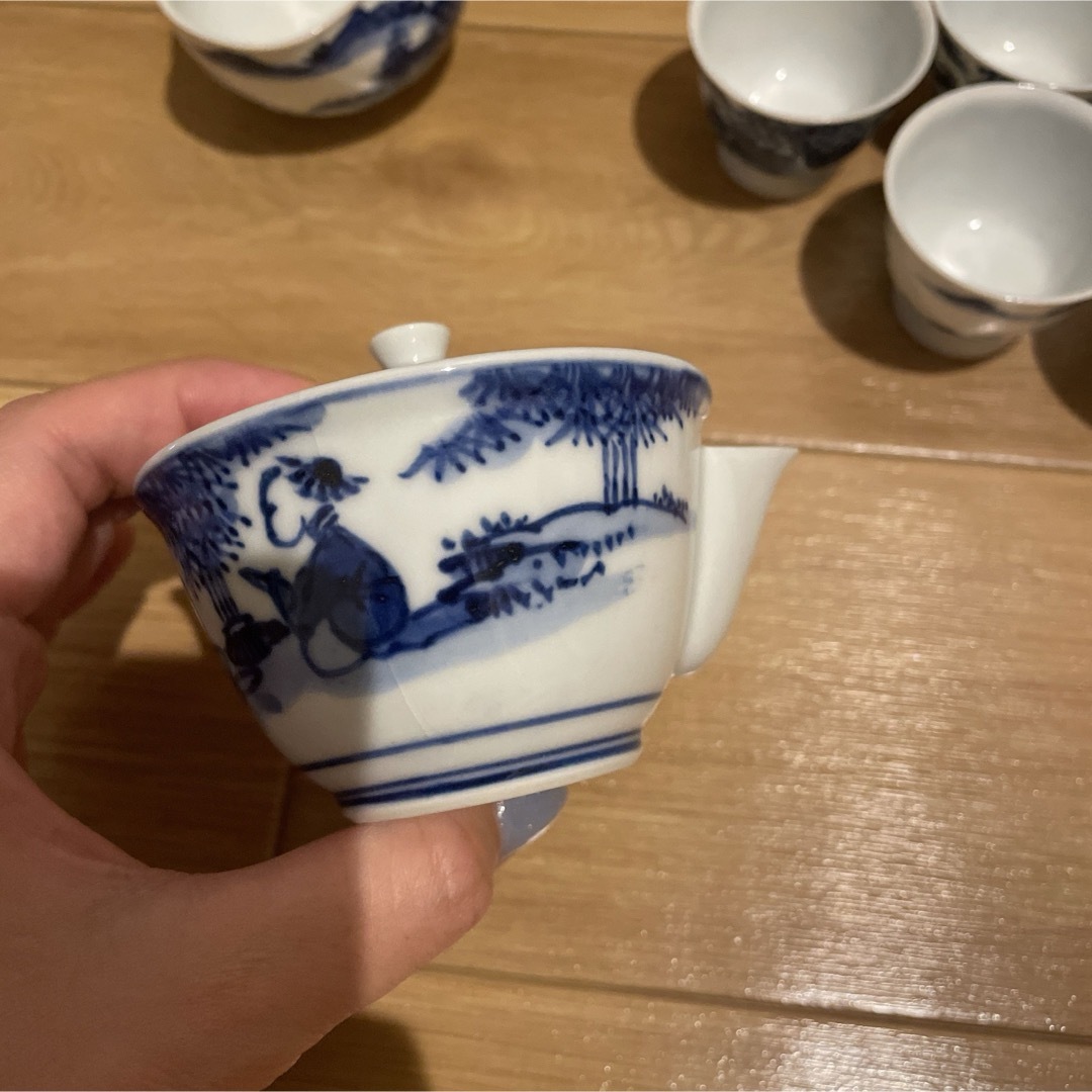 平安 竹泉 茶器セット 染付 煎茶器セット 急須 湯冷し 湯呑み 5 平安 竹泉 茶器セット 染付 煎茶器セット 急須 湯冷し 湯呑み 5
