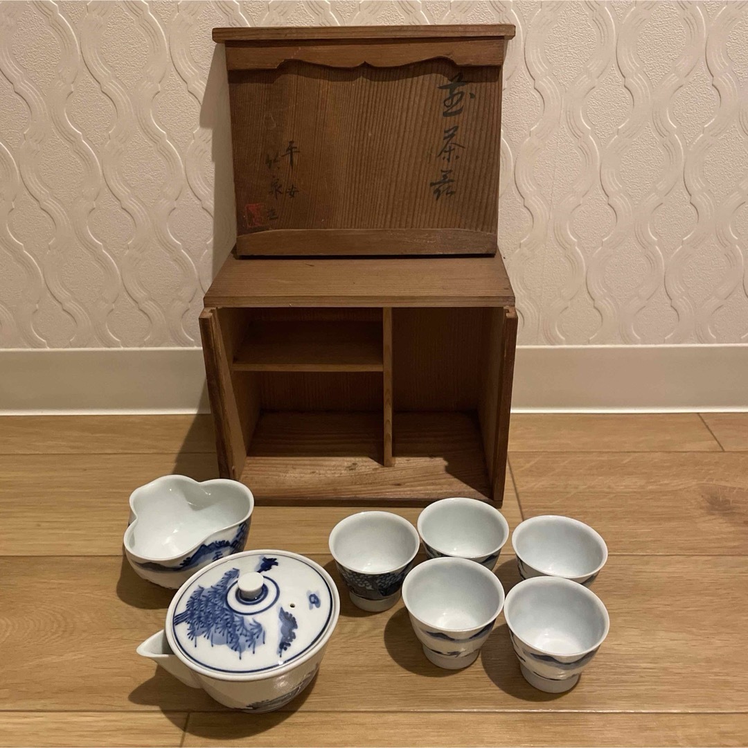 平安 竹泉 茶器セット 染付 煎茶器セット 急須 湯冷し 湯呑み 5 平安 竹泉 茶器セット 染付 煎茶器セット 急須 湯冷し 湯呑み 5