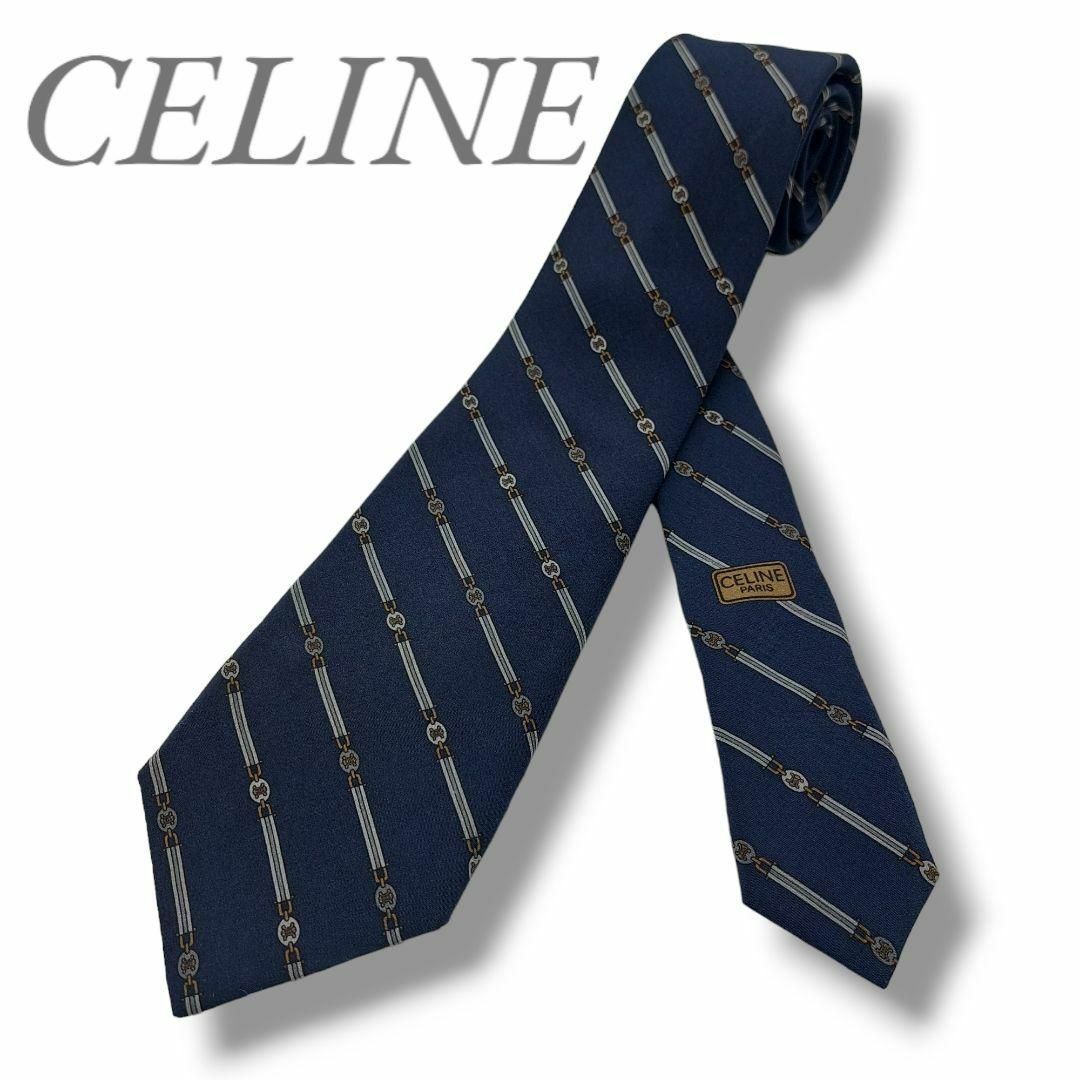 CELINE - 美品✧セリーヌ ネクタイ ピュアシルク ストライプ柄 CELINE - 美品✧セリーヌ ネクタイ ピュアシルク ストライプ柄
