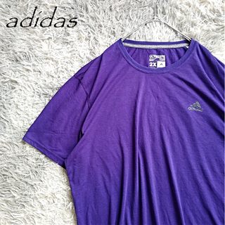 アディダス(adidas)のadidas　2X　パープル　US古着　プリントロゴ　Ｔシャツ　A40(Tシャツ/カットソー(半袖/袖なし))