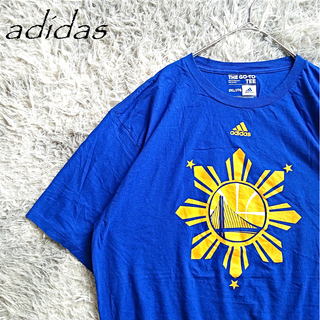 アディダス(adidas)のadidas　2XL　青　US古着　NBA　GSW希少ロゴ　Ｔシャツ　A43(Tシャツ/カットソー(半袖/袖なし))