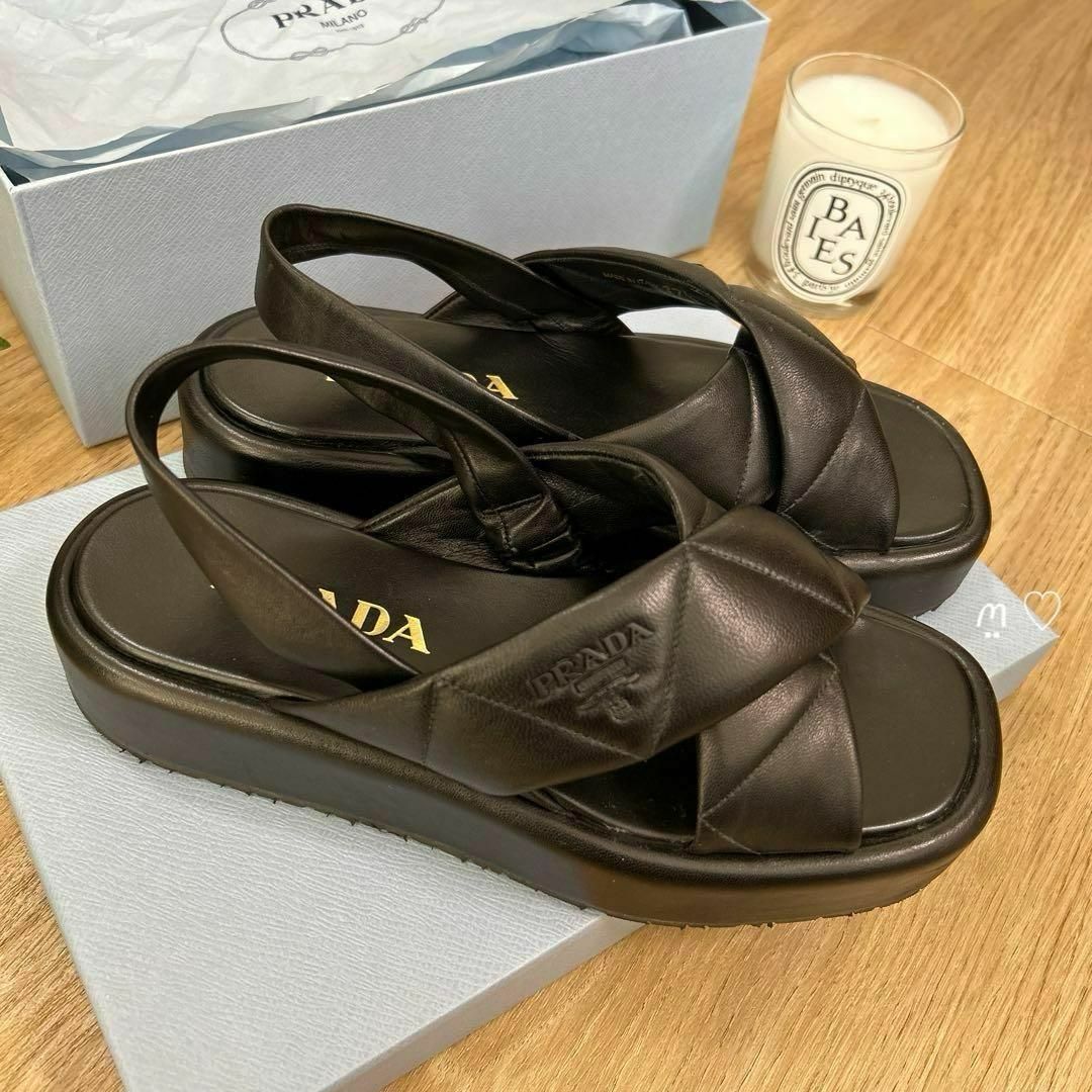 20570円 PRADA - PRADA プラダ パデッドナッパレザーフラット 20570円 PRADA - PRADA プラダ パデッドナッパレザーフラット