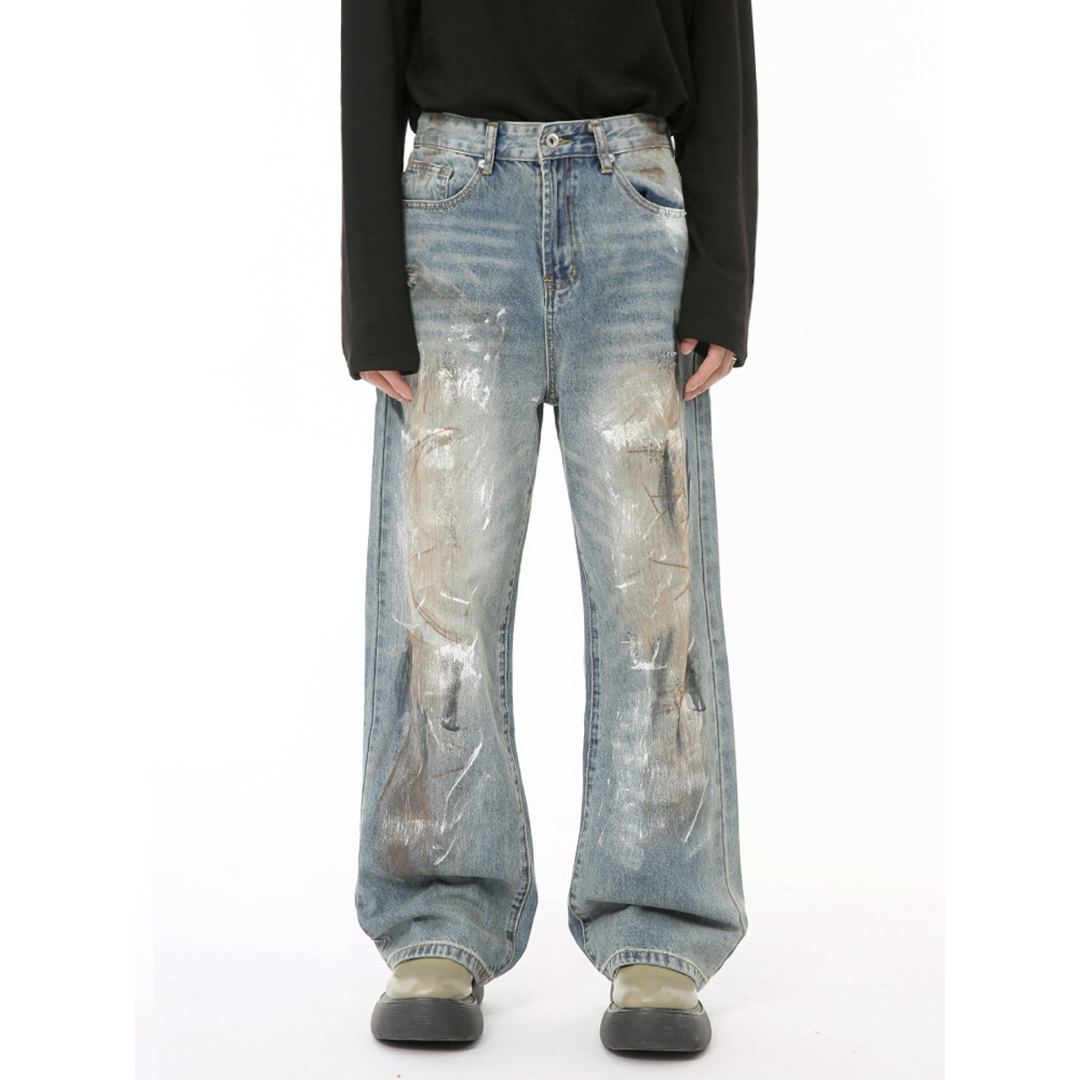 BALENCIAGA - ヴィンテージ ペイント加工 ストレート デニムの BALENCIAGA - ヴィンテージ ペイント加工 ストレート デニムの