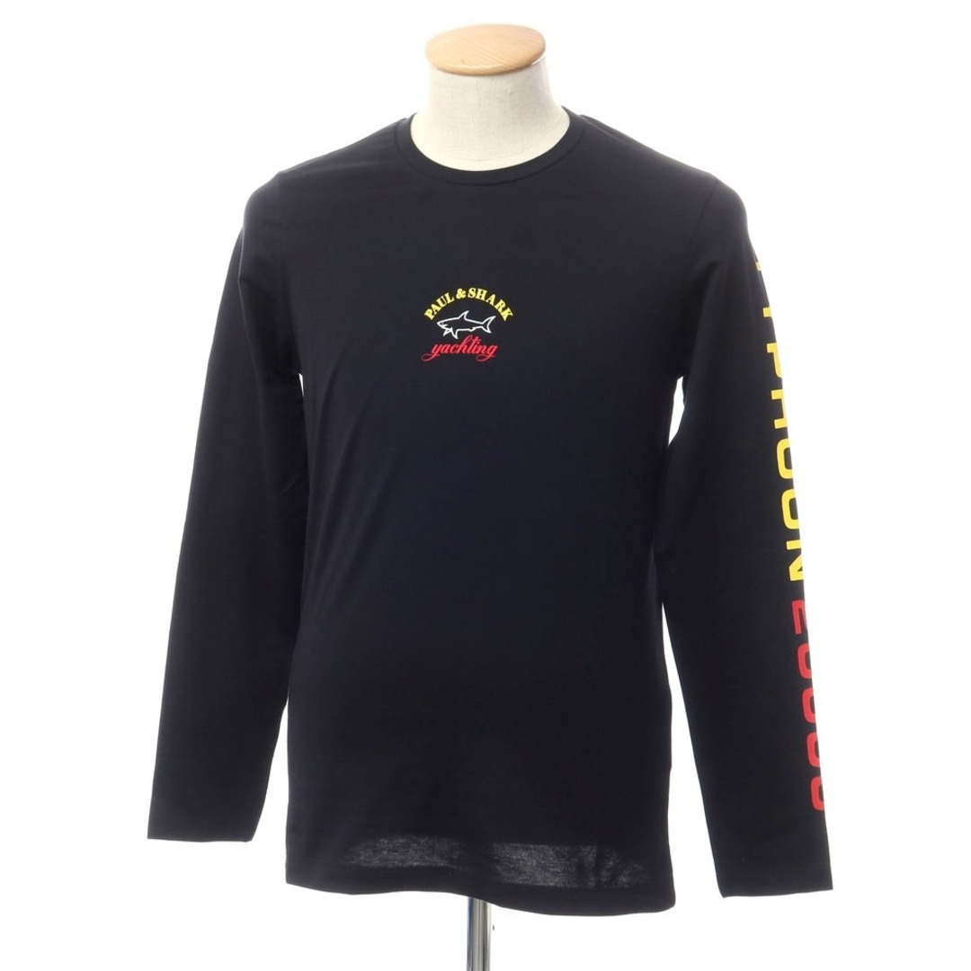 【新品】ポールアンドシャーク PAUL&SHARK プリント 長袖Tシャツ ブラック【サイズXS】【メンズ】