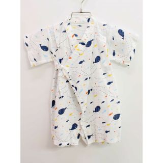アカチャンノシロ(赤ちゃんの城)の【新入荷!】＜赤ちゃんの城＞80cm 甚平オール 白×紺 くじら柄 日本製 お祭り 花火大会 納涼祭 盆踊り 湯上り【中古】子供 キッズ kids ベビー baby 男の子 夏 seasonal 907042(和服/着物)