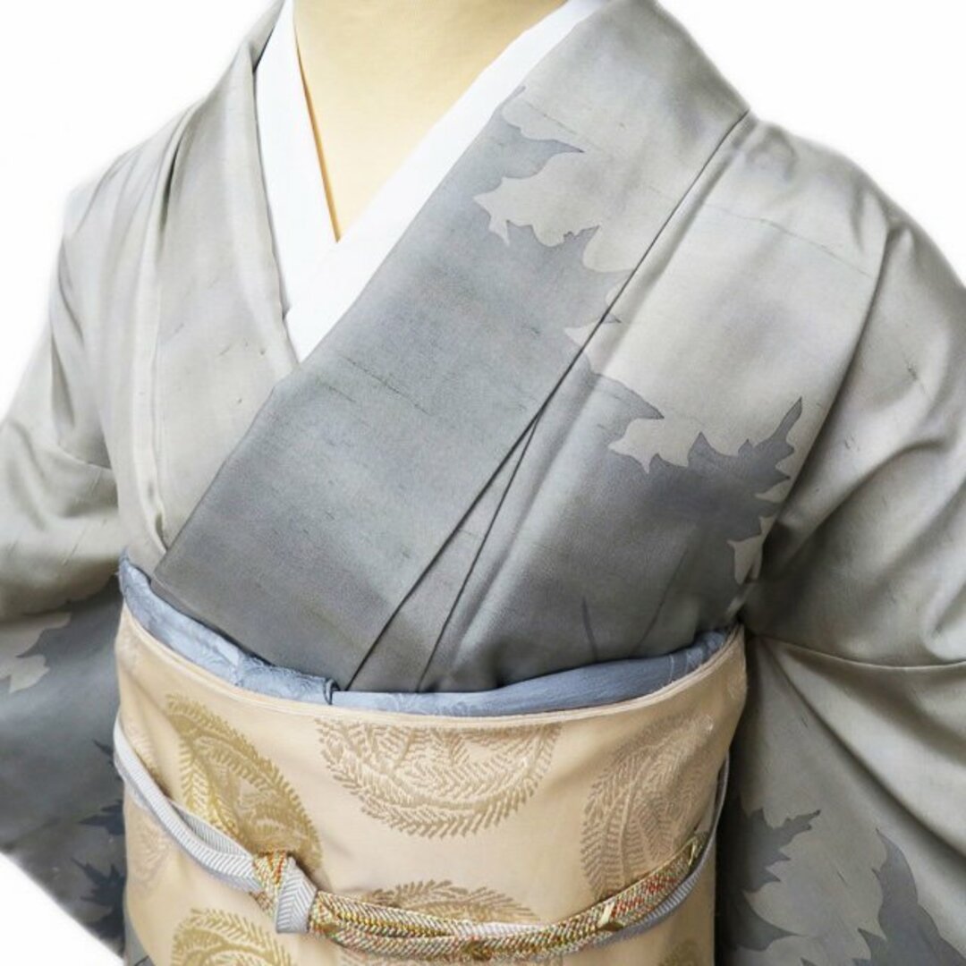 牛首紬 着物 中古 袷 セミフォーマル 白山工房 植物模様 木々の 牛首紬 着物 中古 袷 セミフォーマル 白山工房 植物模様 木々の