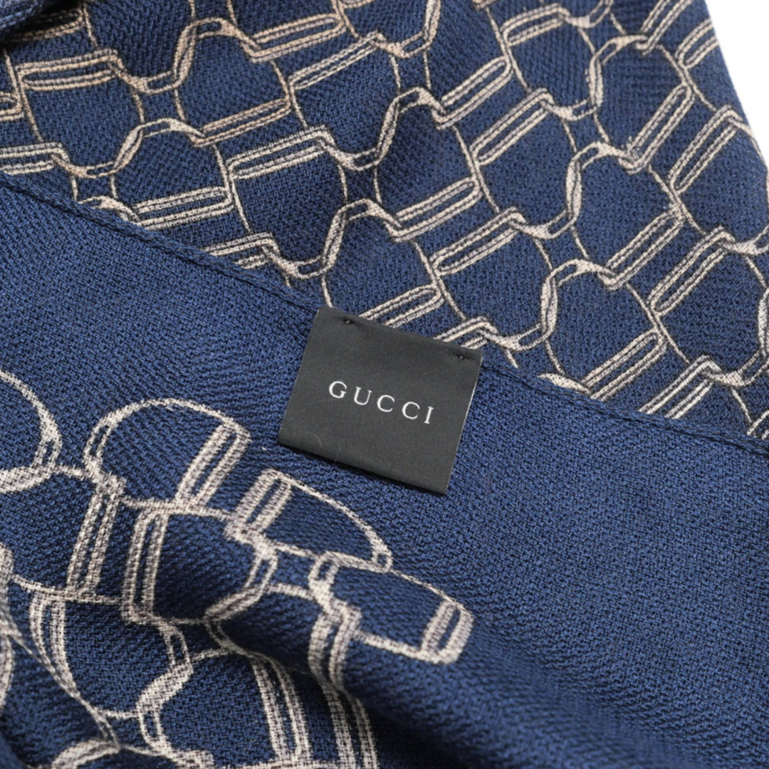 GUCCI グッチ ストール 鐙 馬具柄 シルク×ウール イタリア製 GUCCI グッチ ストール 鐙 馬具柄 シルク×ウール イタリア製