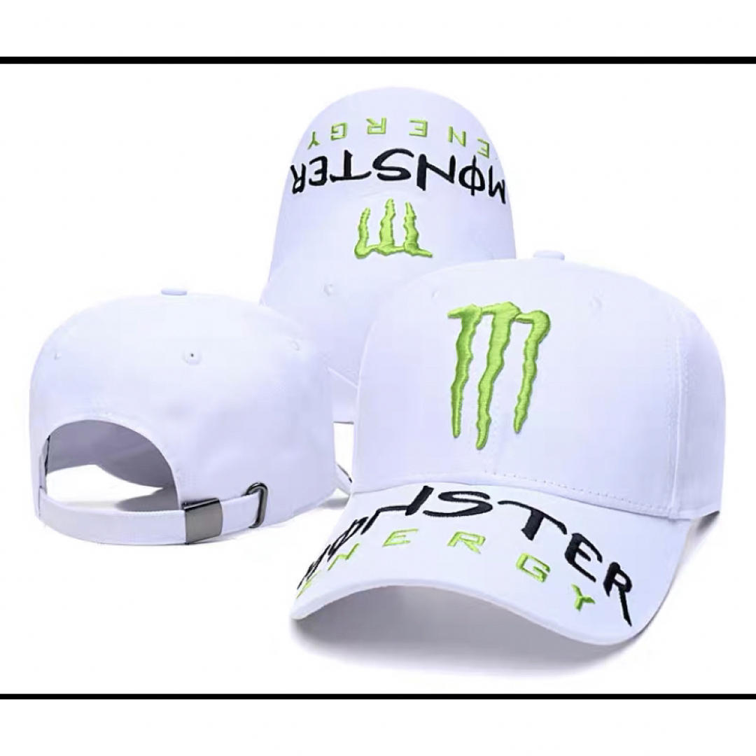 定番 MONSTER ENERGYモンスターエナジー刺繍ドライバーホワイト 自動車/バイクのバイク(装備/装具)の商品写真