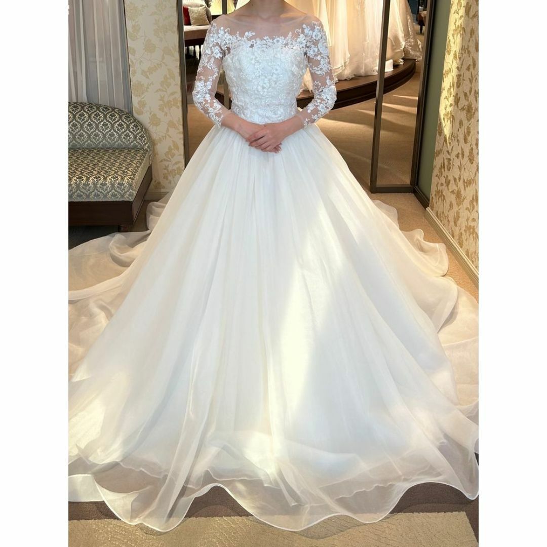 フランス風 ウェディングドレス オフショルダー 美しい花レース 結婚式/披露宴