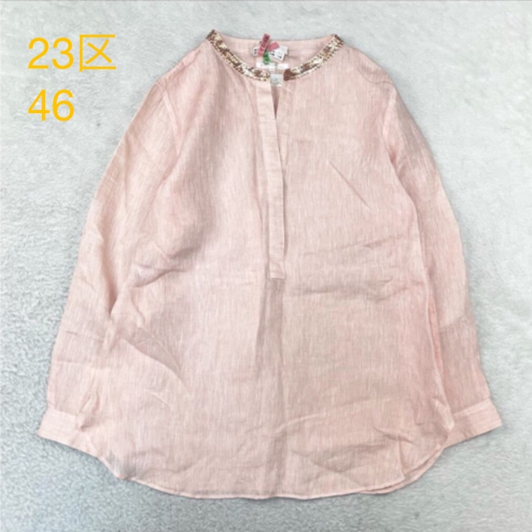 23区(ニジュウサンク)の23区 46 LIBECO チュニックシャツ ブラウス 大きいサイズ レディースのトップス(シャツ/ブラウス(長袖/七分))の商品写真