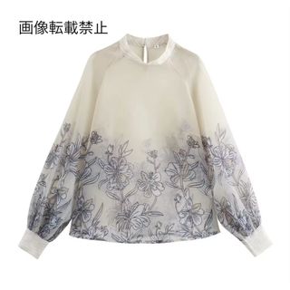 🐚7月新作🏖️14741◆シアー フラワー 花柄 ブラウス(シャツ/ブラウス(長袖/七分))